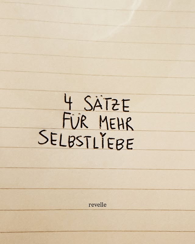 liniertes blatt mit der aufschrift „4 sätze für mehr selbstliebe“